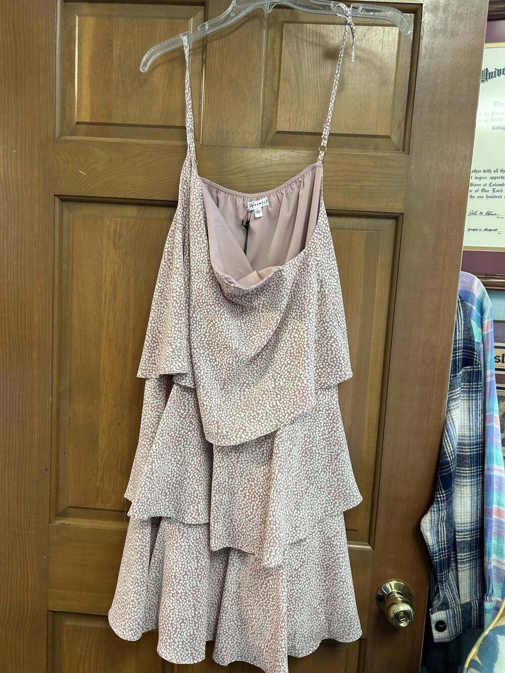 NEW HEIMISH USA women's mini dress in mauve dalmation